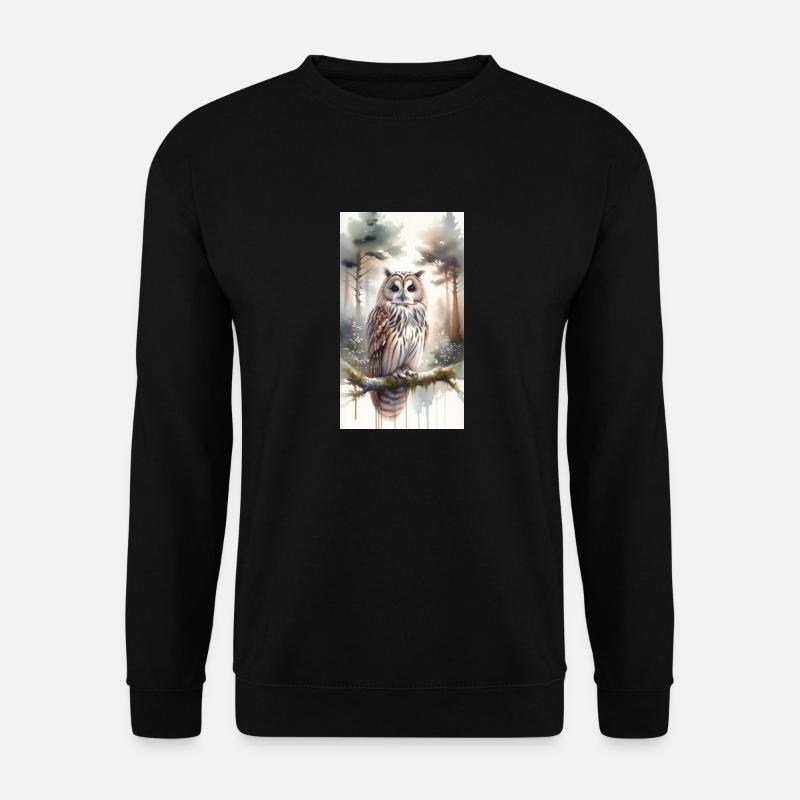 Eule im Aquarell - Unisex Pullover - Schwarz