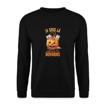 Je Suis Là Pour Les Bonbons Halloween Déguisement - Sweat-shirt Unisexe - noir - Devant - Alina (178cm) & Michal (187cm)