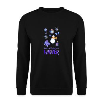 Just a girl who loves winter - Unisex Pullover - Schwarz - Vorne - Alina (178cm) & Michal (187cm)