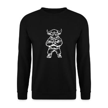 stier comic cool - Unisex Pullover - Schwarz - Vorne - Alina (178cm) & Michal (187cm)