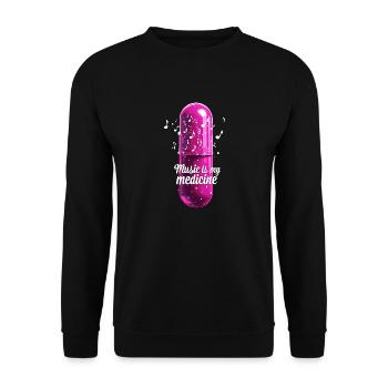 Musik ist meine Medizin für Musikliebhaber - Unisex Pullover - Schwarz - Vorne - Alina (178cm) & Michal (187cm)