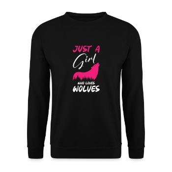 Juste une fille qui aime les loups - Sweat-shirt Unisexe - noir - Devant - Alina (178cm) & Michal (187cm)