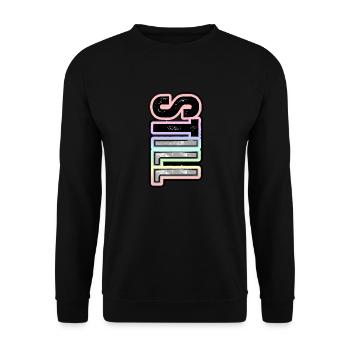 STILL ILL – pastel lettering with character - Unisex Sweatshirt - black - Front - Alina (178cm) & Michal (187cm)