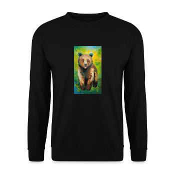 Bear Painting Bär Gemälde - Unisex Pullover - Schwarz - Vorne - Alina (178cm) & Michal (187cm)