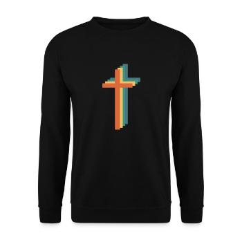 Jesus Geschenk Kreuz Vintage - Unisex Pullover - Schwarz - Vorne - Alina (178cm) & Michal (187cm)