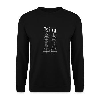 König Schach - Unisex Pullover - Schwarz - Vorne - Alina (178cm) & Michal (187cm)