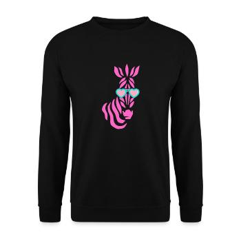 pinkes Zebra mit Sonnenbrille - Unisex Pullover - Schwarz - Vorne - Alina (178cm) & Michal (187cm)