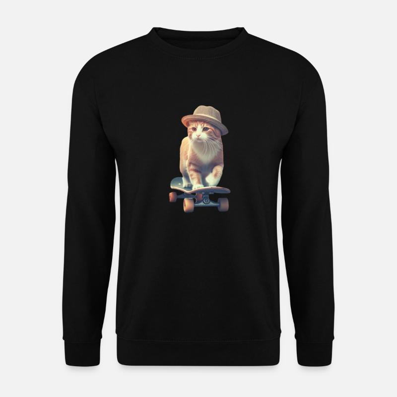 Skateboarder Hipster Cat - Unisex Sweatshirt - black