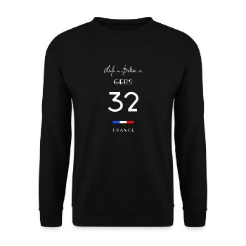 La vie est meilleure GERS Numéro 32 Gascogne - Sweat-shirt Unisexe - noir - Devant - Alina (178cm) & Michal (187cm)