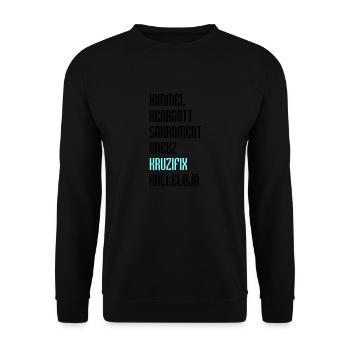 Bayrisch Fluchen - Unisex Pullover - Schwarz - Vorne - Alina (178cm) & Michal (187cm)