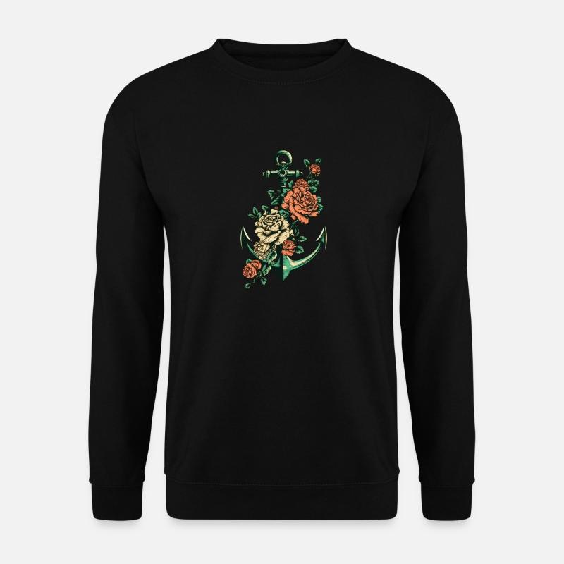 Anker mit Rosen Tattoo - Nautisch Wasser Schiff - Unisex Pullover - Schwarz