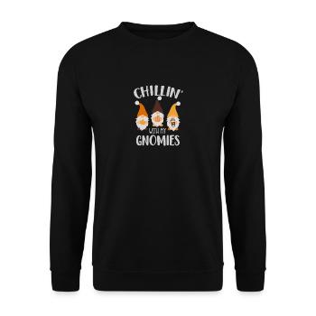 Chilling with My Gnome - Unisex Sweatshirt - black - Front - Alina (178cm) & Michal (187cm)
