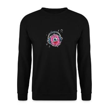 Monster mit Kopfhörer - Unisex Pullover - Schwarz - Vorne - Alina (178cm) & Michal (187cm)