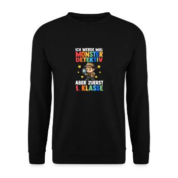 Garderie Sortants Première Primaire Inscription Écolier - Sweat-shirt Unisexe - noir - Devant - Alina (178cm) & Michal (187cm)