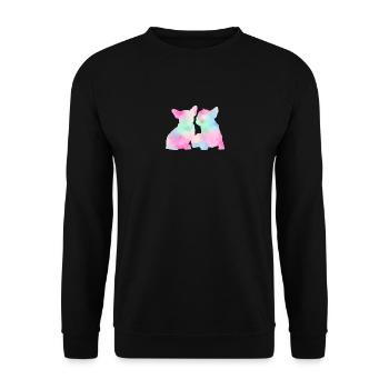 French Bulldog - Unisex Pullover - Schwarz - Vorne - Alina (178cm) & Michal (187cm)
