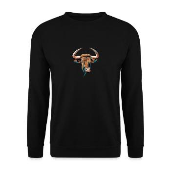 Skizze eines Stierkopfes - Unisex Pullover - Schwarz - Vorne - Alina (178cm) & Michal (187cm)