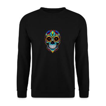 Skull Mexican Style, Día de Muertos - Unisex Pullover - Schwarz - Vorne - Alina (178cm) & Michal (187cm)