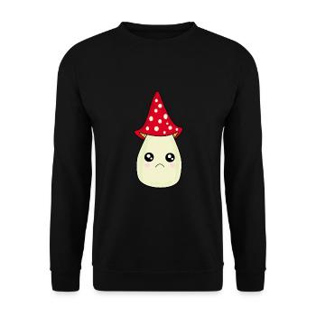 Kawaii Mushroom Toadstool cute red with face - Unisex Sweatshirt - black - Front - Alina (178cm) & Michal (187cm)