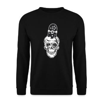 Skateboarder Skull Skeleton Head Board Funny - Unisex Sweatshirt - black - Front - Alina (178cm) & Michal (187cm)