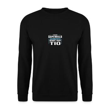 TIO Superheld - Unisex Pullover - Schwarz - Vorne - Alina (178cm) & Michal (187cm)