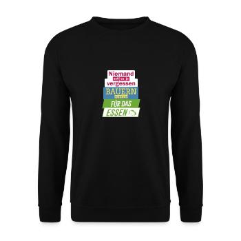 Niemand soll es vergessen Bauern sorgen für Essen - Unisex Pullover - Schwarz - Vorne - Alina (178cm) & Michal (187cm)