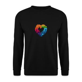 LGBTQIA+ Regenbogenherz - Unisex Pullover - Schwarz - Vorne - Alina (178cm) & Michal (187cm)