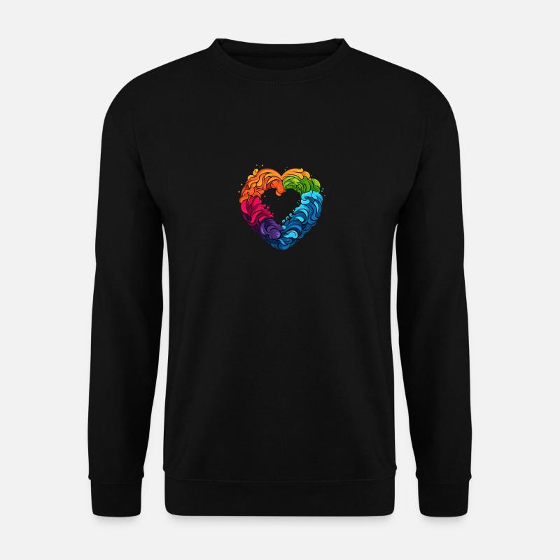 LGBTQIA+ Regenbogenherz - Unisex Pullover - Schwarz
