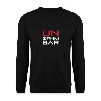 UNZÄHMBAR weiß-rot - Unisex Pullover - Schwarz - Vorne - Alina (178cm) & Michal (187cm)