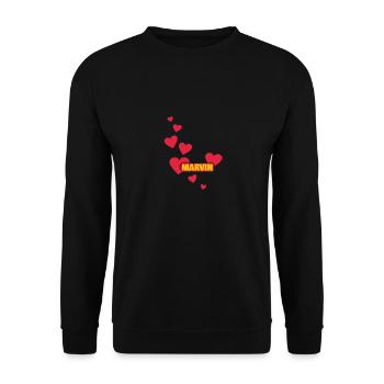 I love Marvin - Unisex Sweatshirt - black - Front - Alina (178cm) & Michal (187cm)