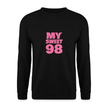 Age 98 - Unisex Sweatshirt - black - Front - Alina (178cm) & Michal (187cm)