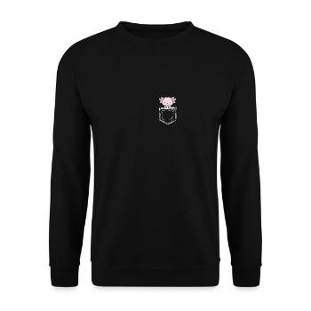 Axolotl beobachtet dich - Walking Fish Axolotl - Unisex Pullover - Schwarz - Vorne - Alina (178cm) & Michal (187cm)