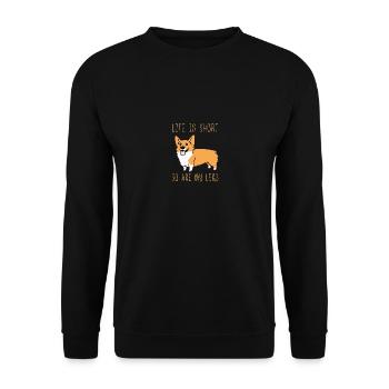 Life is short, so are my legs- Corgis dogs lover - Unisex Sweatshirt - black - Front - Alina (178cm) & Michal (187cm)
