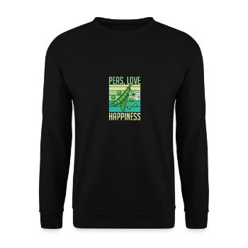 Peas Love Happiness Funny Veganism Food - Unisex Pullover - Schwarz - Vorne - Alina (178cm) & Michal (187cm)