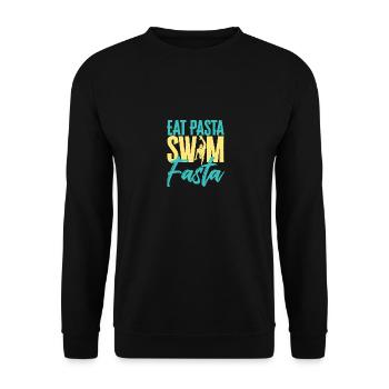 Eat Pasta Swim Fasta Funny Swimming - Unisex Pullover - Schwarz - Vorne - Alina (178cm) & Michal (187cm)