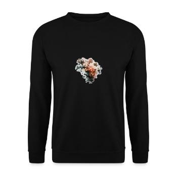 Beautiful Flower design - Unisex Pullover - Schwarz - Vorne - Alina (178cm) & Michal (187cm)