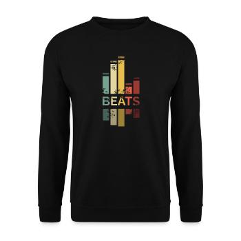 vintage Musik DJ beats Farben retro illustration - Unisex Pullover - Schwarz - Vorne - Alina (178cm) & Michal (187cm)