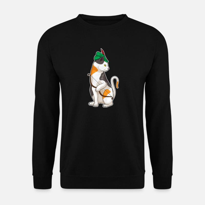 Katze Bogenschütze Bogen - Unisex Pullover - Schwarz