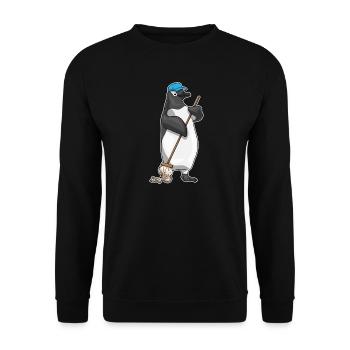 Penguin Cleaner Mop Mob - Unisex Sweatshirt - black - Front - Alina (178cm) & Michal (187cm)