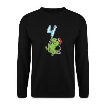 4th Birthday Dinosaur - Unisex Sweatshirt - black - Front - Alina (178cm) & Michal (187cm)
