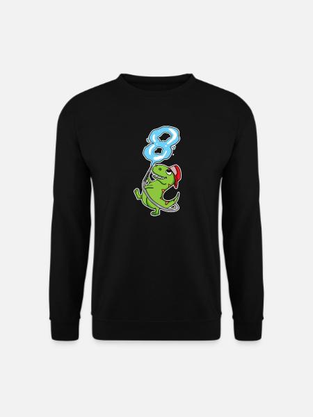8th Birthday Dinosaur Firefighter Gift - Unisex Sweatshirt - black