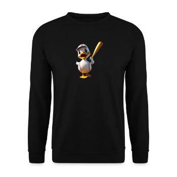 Duck Batting Cartoon Baseball - Unisex Sweatshirt - black - Front - Alina (178cm) & Michal (187cm)
