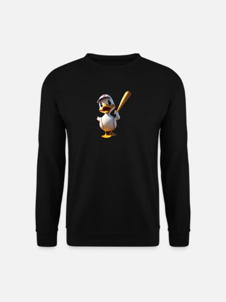 Duck Batting Cartoon Baseball - Unisex Sweatshirt - black