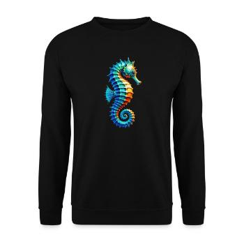 Seepferdchen - Unisex Pullover - Schwarz - Vorne - Alina (178cm) & Michal (187cm)
