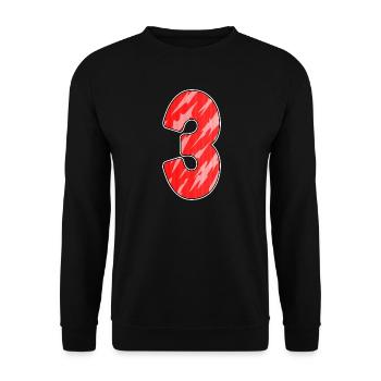 Drei - 3 - Nummer 3 - Zahl 3 Rot Muster - Unisex Pullover - Schwarz - Vorne - Alina (178cm) & Michal (187cm)