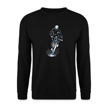 Fahrradfahrer Silhouette Splash Mountainbiker - Unisex Pullover - Schwarz - Vorne - Alina (178cm) & Michal (187cm)