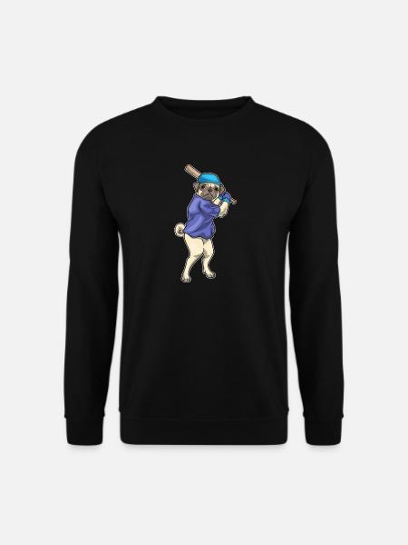 Pug Baseball Baseball Bat - Unisex Sweatshirt - black