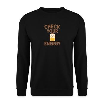 Vérifiez votre énergie – Rechargez votre énergie - Sweat-shirt Unisexe - noir - Devant - Alina (178cm) & Michal (187cm)