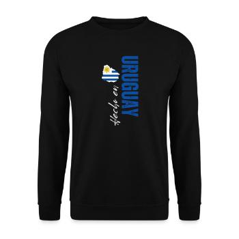 Hergestellt in Uruguay, vertikales Design - Unisex Pullover - Schwarz - Vorne - Alina (178cm) & Michal (187cm)