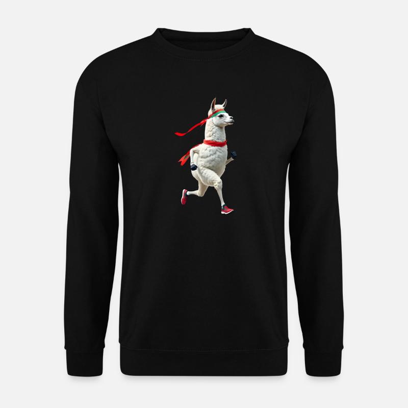 Llama with headband jogging - Unisex Sweatshirt - black