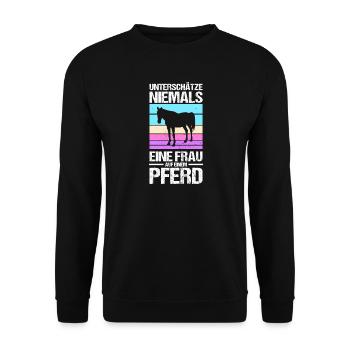 Reiten Pferdeliebhaber Reiterhof Pferde - Unisex Pullover - Schwarz - Vorne - Alina (178cm) & Michal (187cm)